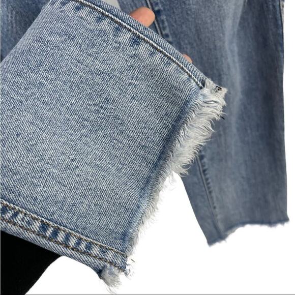 Revice Dream Fit Button Fly Straight Crop Distressed Raw Hem Jeans 27 - Picture 13 of 16